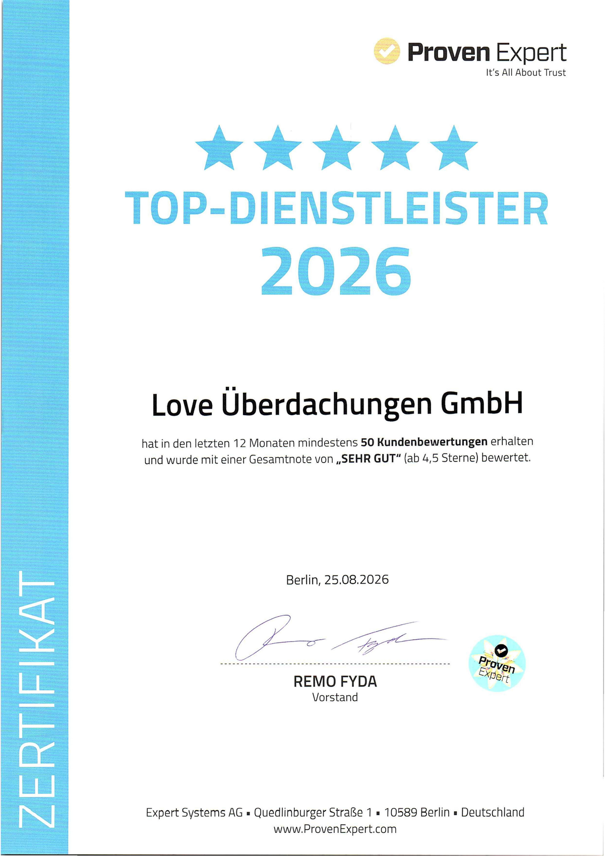 TOP Dienstleister 2026 – ausgezeichnet dank dir