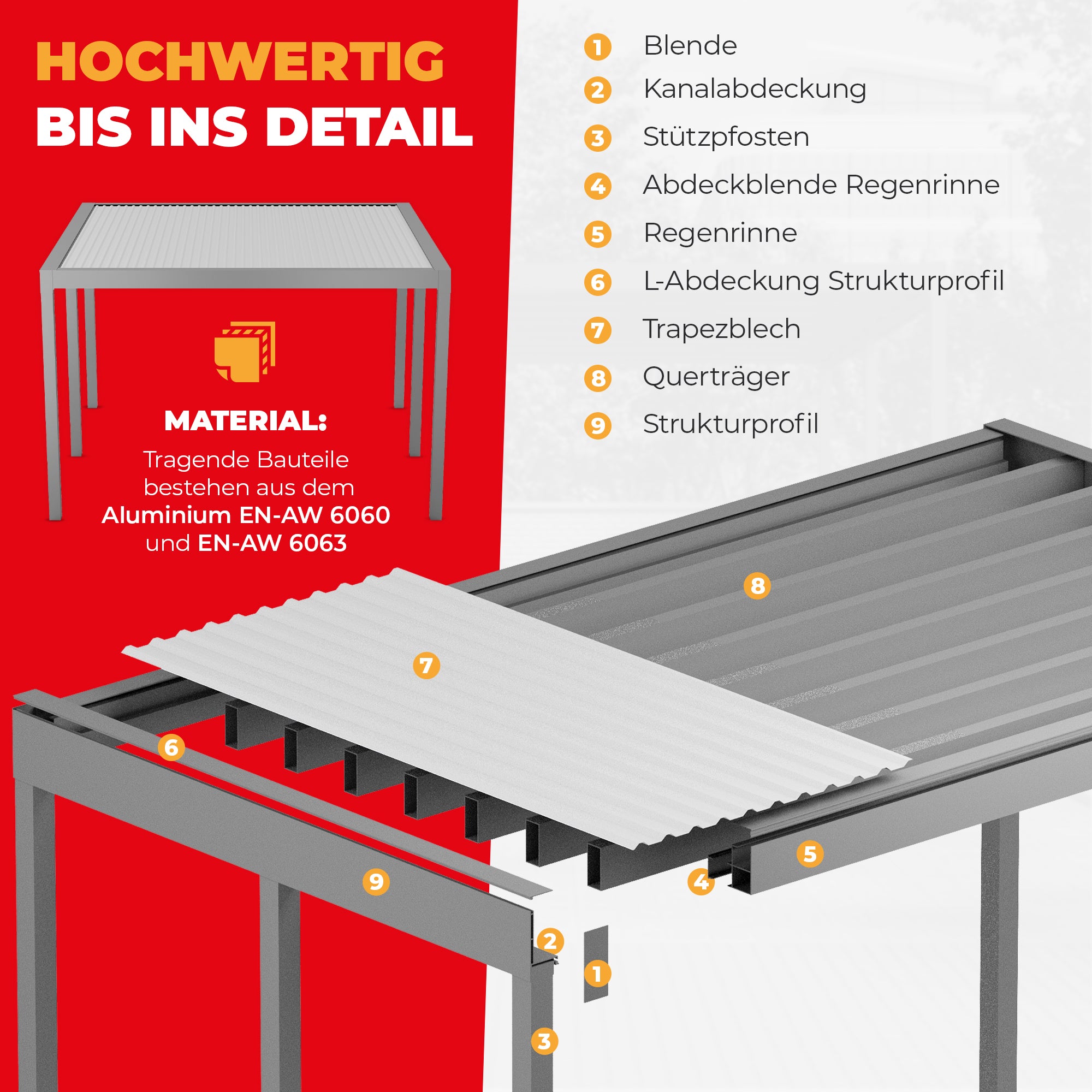 Flachdach Doppel-Carport 6,00 x 6,00m CarLov