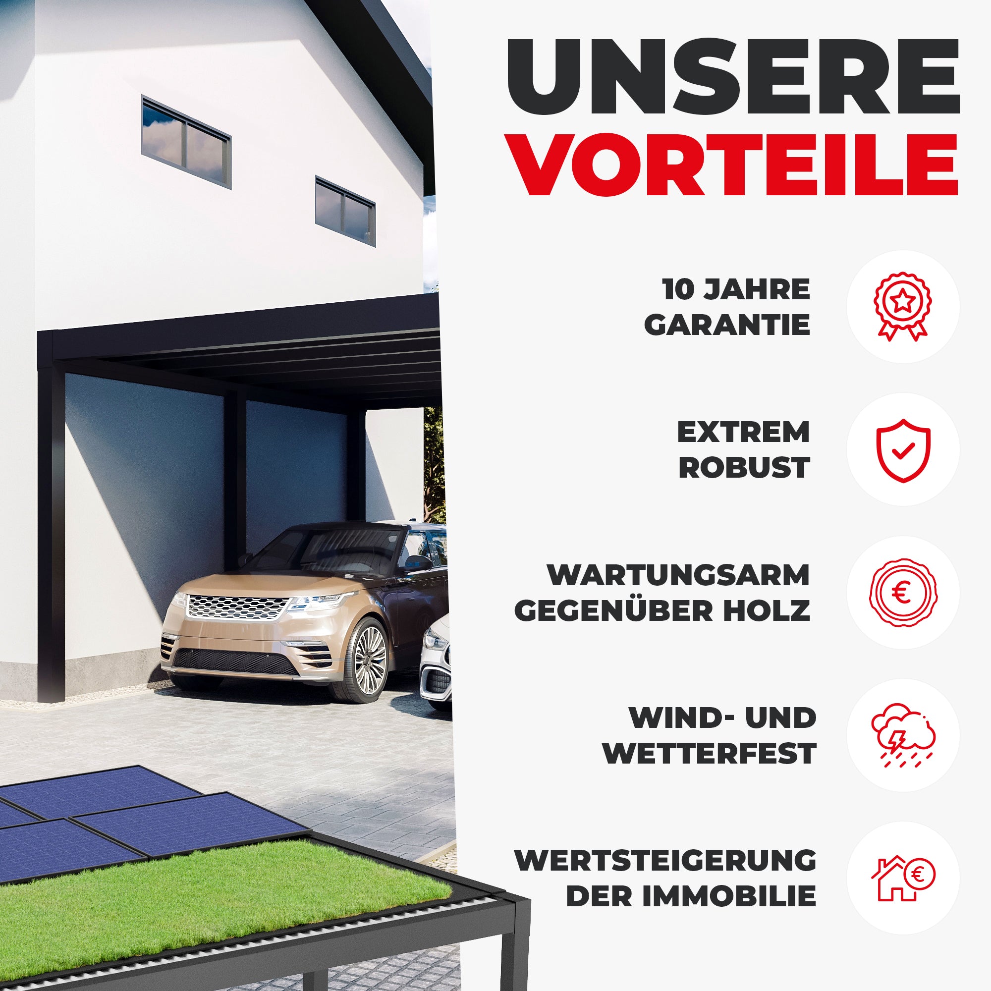Flachdach Doppel-Carport 6,00 x 6,00m CarLov