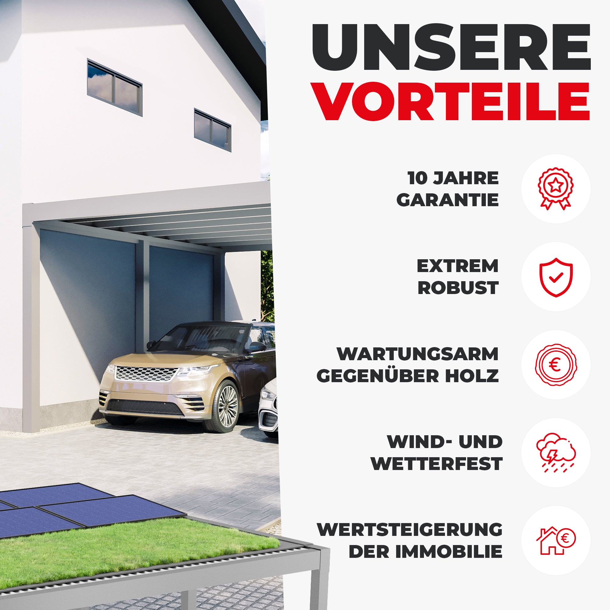 Flachdach Doppel-Carport 6,00 x 6,00m CarLov