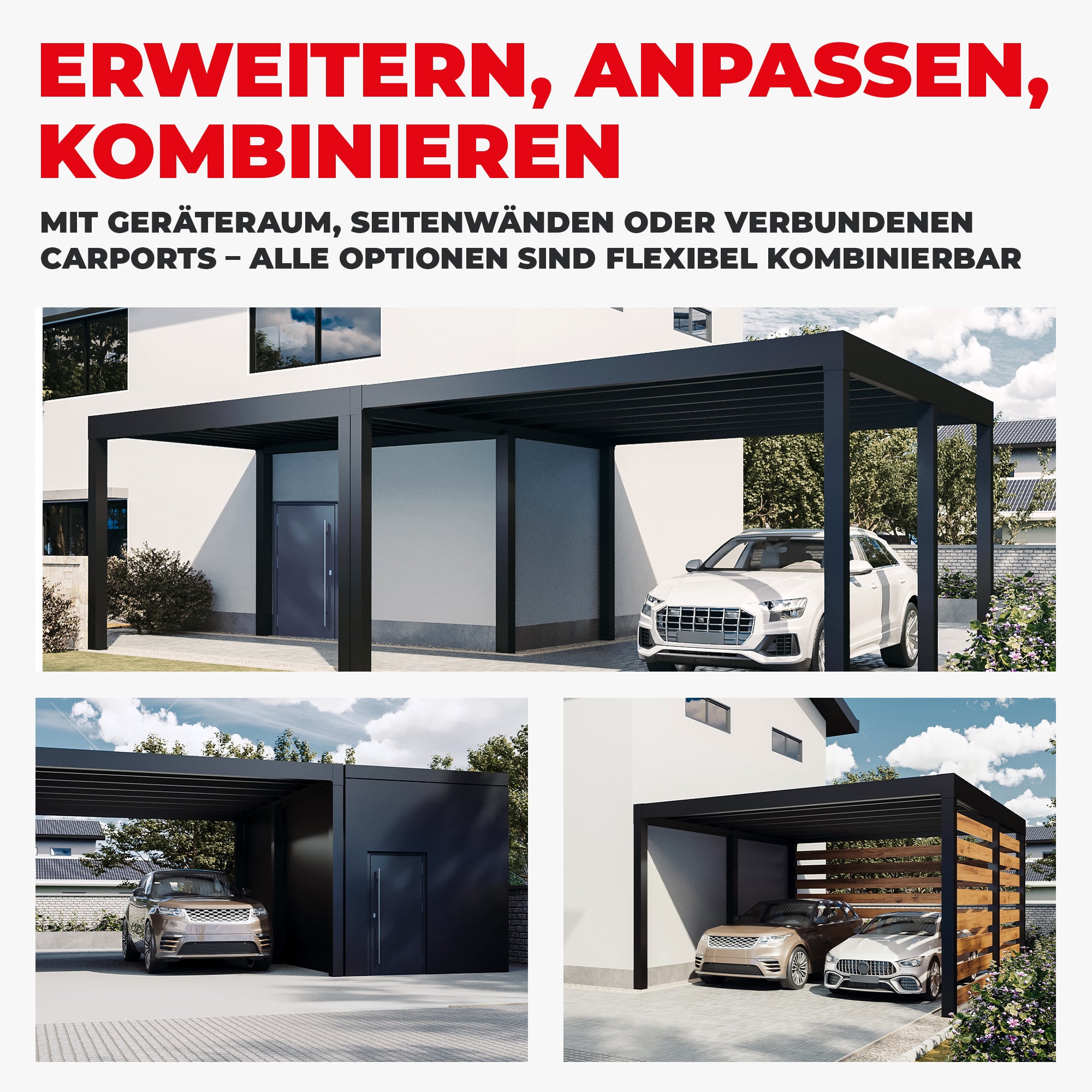 Flachdach Doppel-Carport 6,00 x 6,00m CarLov