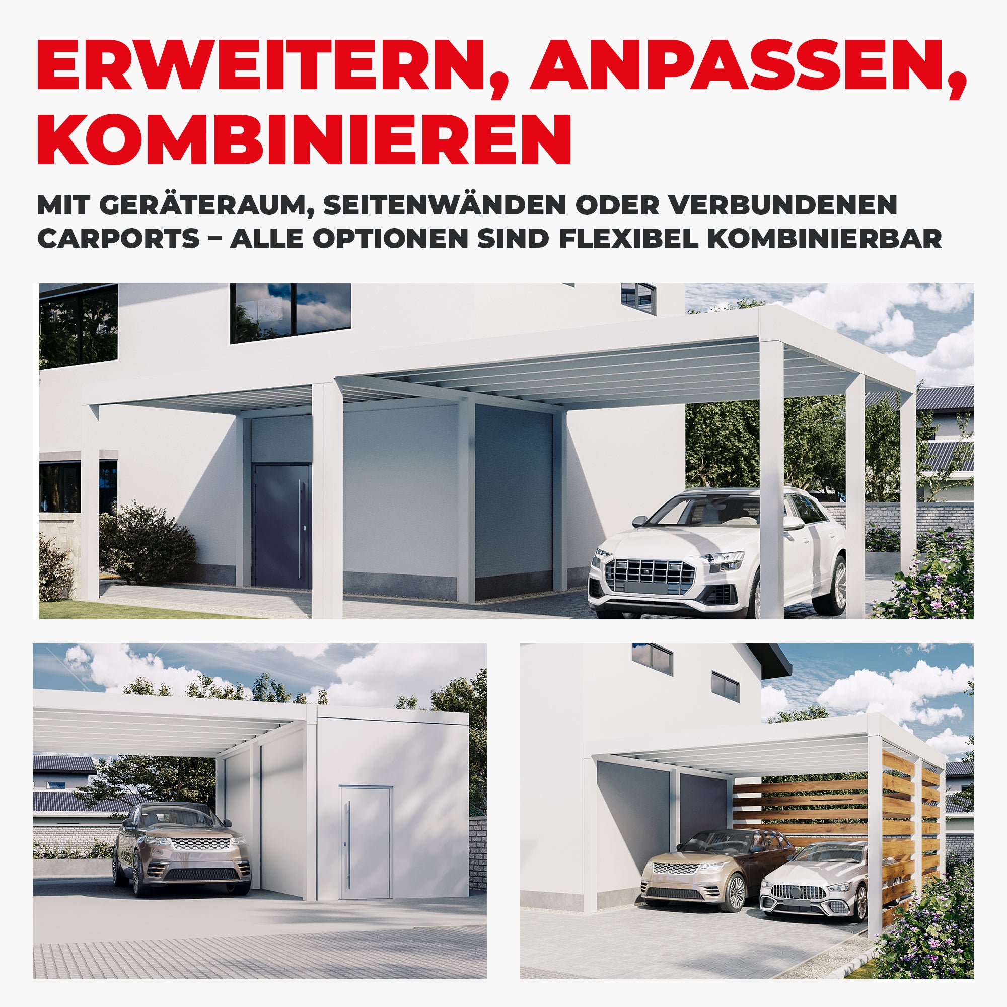 Flachdach Doppel-Carport 6,00 x 6,00m CarLov