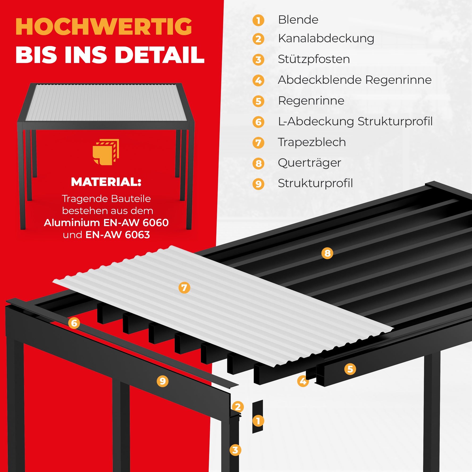 Flachdach Doppel-Carport 6,00 x 6,00m CarLov