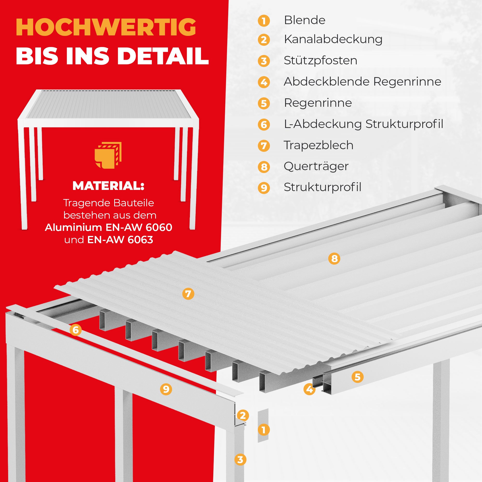 Flachdach Doppel-Carport 6,00 x 6,00m CarLov