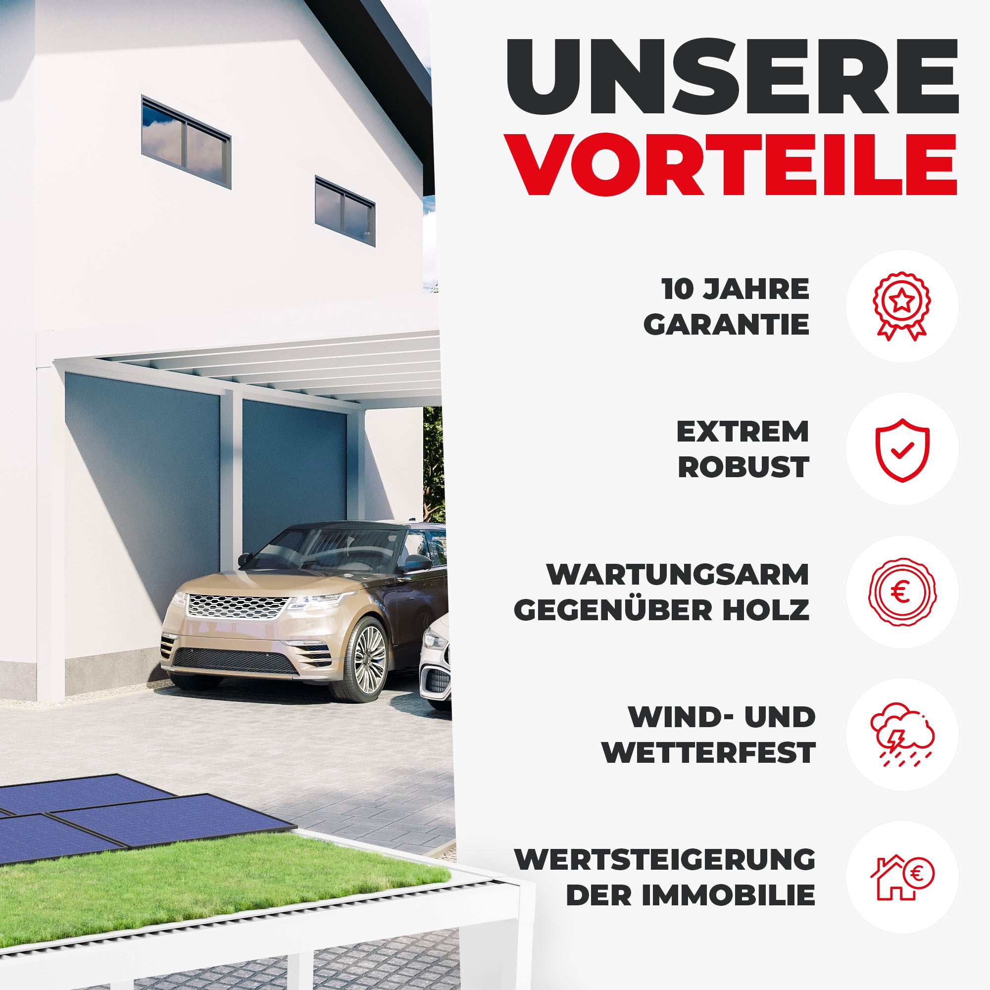 Flachdach Doppel-Carport 6,00 x 6,00m CarLov