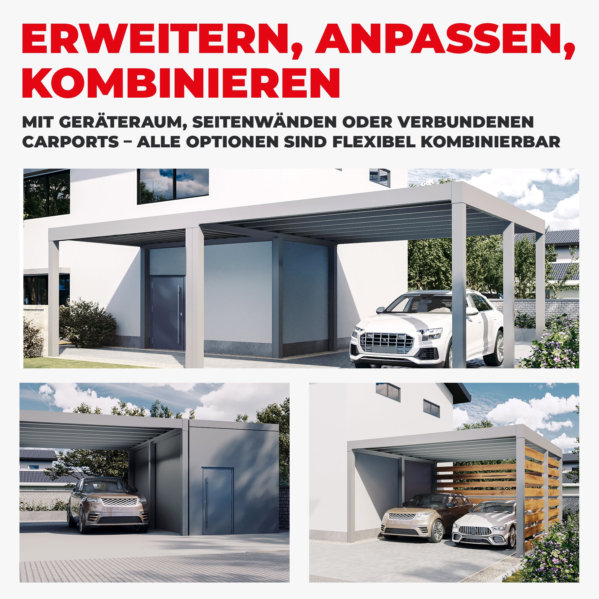 Flachdach Doppel-Carport 6,00 x 6,00m CarLov